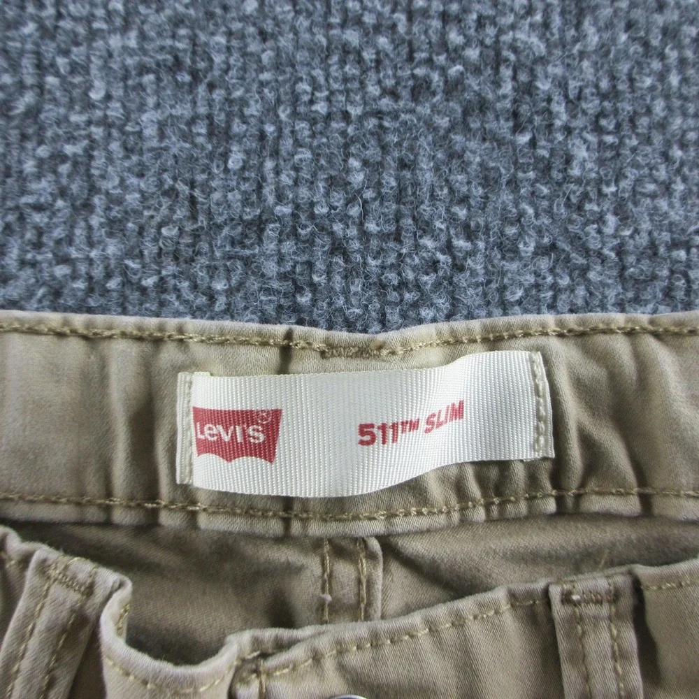 Levis 511 Jeans Mens 28x30 Beige Slim Straight Medium Wash‎ Stretch Denim Casual
